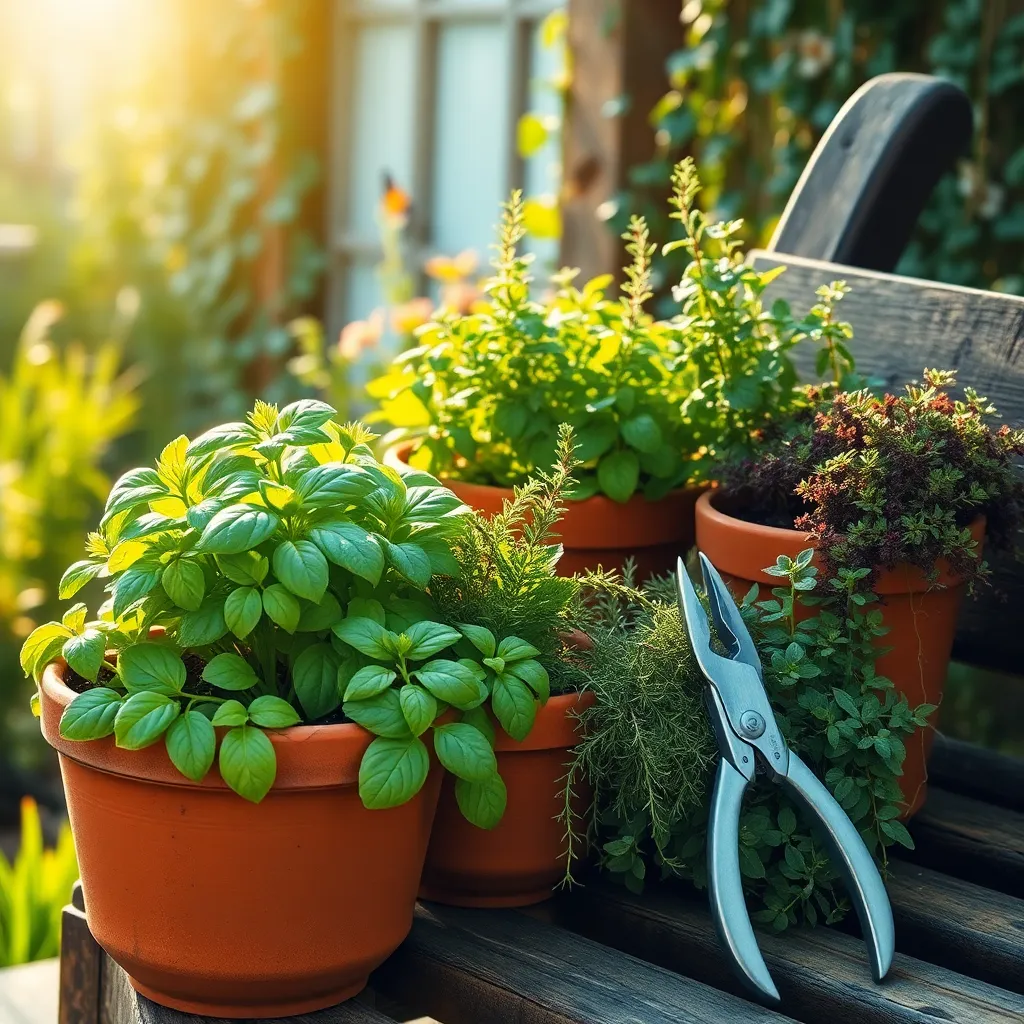 Harvesting Herbs from Containers