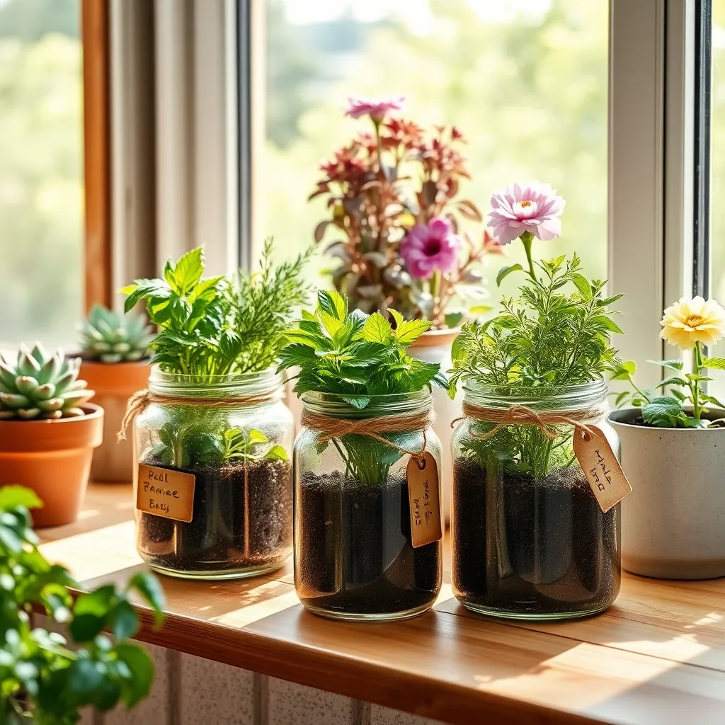 Repurpose Jars as Herb Planters